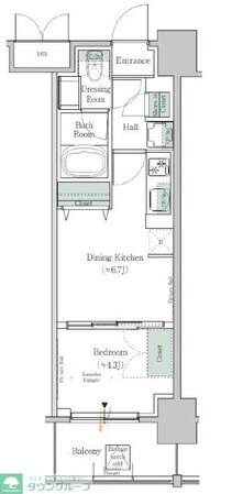 ワンルーフレジデンス台東根岸の物件間取画像